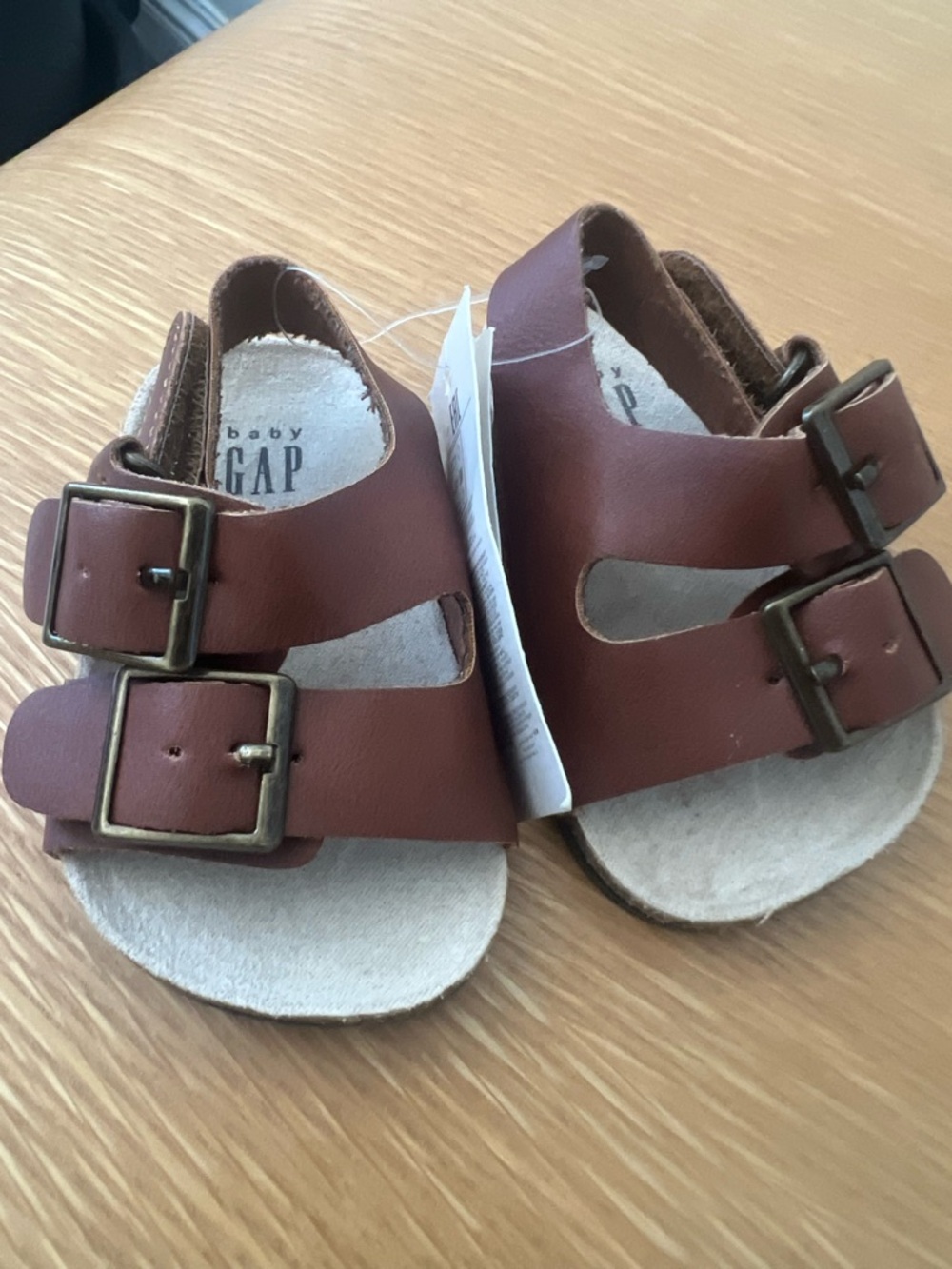 GAP Kids Double Buckle Brown Leather Sandals